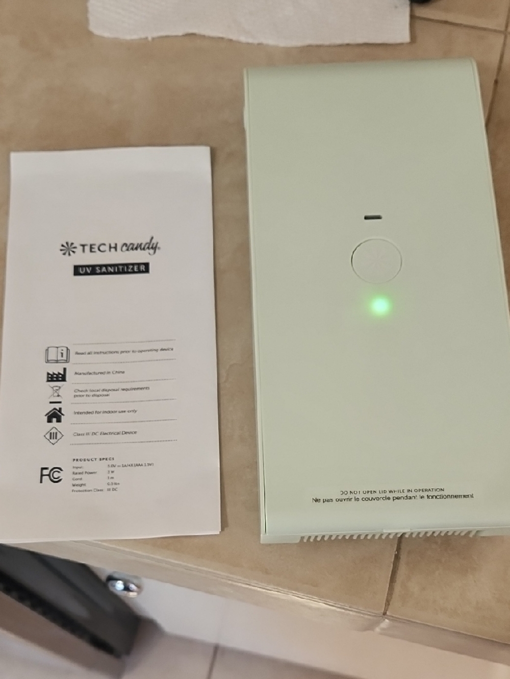 Tech Candy Portable UV Phone‎ Sanitizer,  Light Green Hygiene Gadget